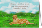 Father’s Day Business Custom Name Golden Retriever Relaxing in Meadow card