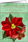 Christmas to Aunt and Uncle with a Poinsettia and a Colorful Butterfly card