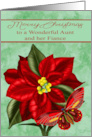 Christmas to Aunt and Fiance with a Poinsettia and a Butterfly card