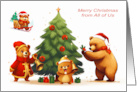 Christmas from All of Us with Adorable Bears and a Decorated Tree card