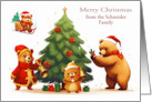 Christmas from Custom Name with Adorable Bears and a Decorated Tree card