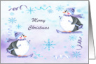 Christmas with Holiday Color Trends with Penguins and Snowflakes card
