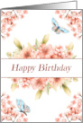 Birthday with Pantone Color of the Year Peach Fuzz with Flowers card