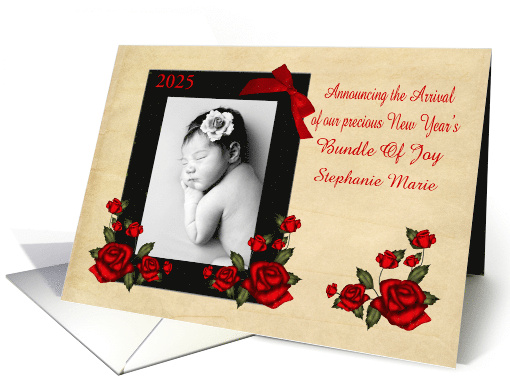 Announcements New Years 2025 Baby Custom Name and Year Photo card
