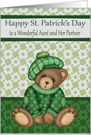 St. Patrick’s Day to Aunt and Partner, a cute bear wearing a hat card