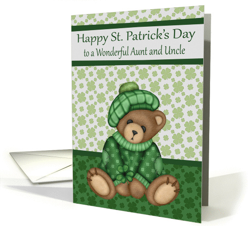 St. Patrick's Day to Aunt and Uncle, a cute bear wearing a hat card