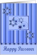 Passover, general, Star Of Davids against striped, shades of blue card