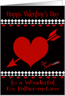 Valentine’s Day To Ex Father-in-Law, Red hearts on black, diamonds card