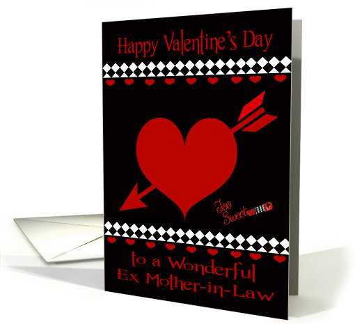 Valentine's Day to Ex Mother-in-Law, Red hearts on black,... (1358368)
