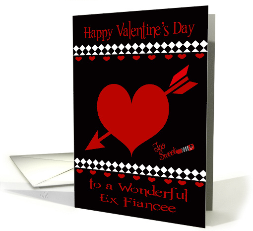 Valentine's Day to Ex Fiancee, Red hearts on black, white... (1358388)