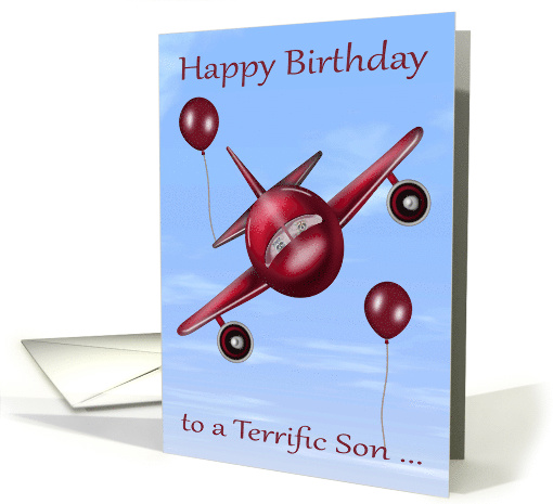 Happy Birthday to Son who is a Pilot with Raccoons Flying a Plane card