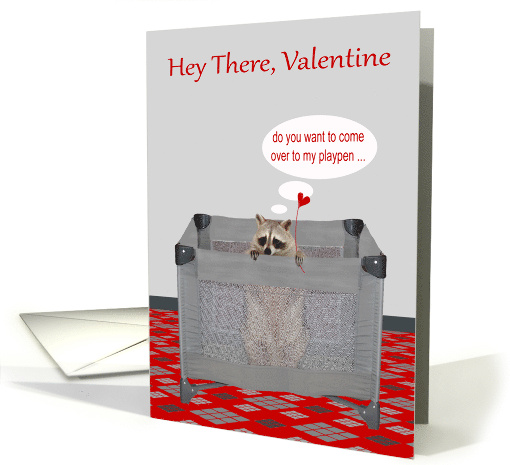 Valentine's Day Adult Humor with a Raccoon Holding Heart... (1360622)