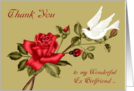 Thank You and Encouragement to Ex Girlfriend, a dove with a red rose card