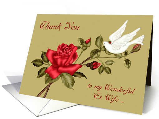Thank You and Encouragement to Ex Wife, a dove with a red rose card