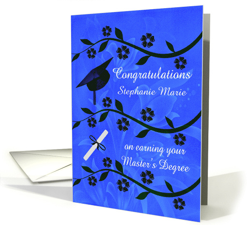 Congratulations on Earning Master's Degree Custom Name card (1361224)