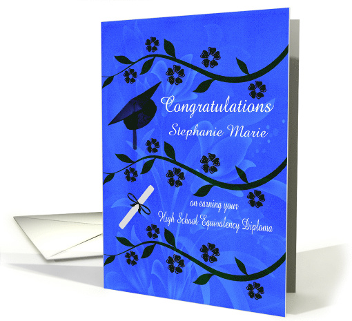 Congratulations on High School Equivalency Diploma Custom Name card