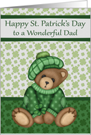 St. Patrick’s Day to Dad, a cute bear wearing a hat, shamrocks, green card