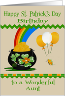 Birthday on St. Patrick’s Day to Aunt with a Pot of Gold and Balloons card