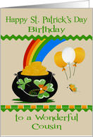Birthday on St. Patrick’s Day to Cousin with a Big Pot of Gold card