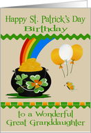 Birthday on St. Patrick’s Day to Great Granddaughter, a pot of gold card
