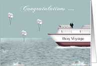 Congratulations, Wedding, Cruise Ship Theme, couple on ship, balloons card