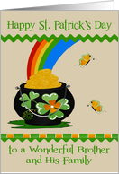 St. Patrick’s Day to Brother and Family, pot of gold, end of rainbow card