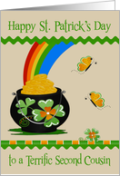 St. Patrick’s Day to Second Cousin, pot of gold at the end of rainbow card