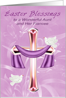 Easter to Aunt and Fiancee, Religious, cross with white doves, flowers card