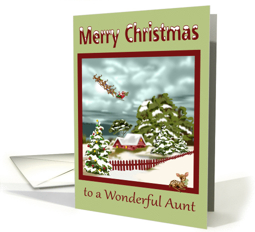 Christmas To Aunt, a beautiful snowy scene with Santa... (1367444)