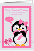Birthday on Christmas Custom Name and Age with a Cute Penguin card