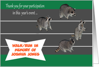 Thank you for participation, custom charity event, walk, run, raccoons card