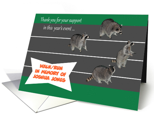 Thank you, help and support, custom charity event, walk, run card