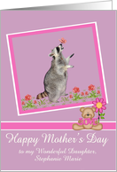 Mother’s Day, custom name, Raccoon with a butterfly on his nose card