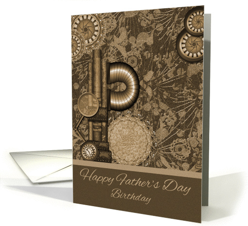 Birthday on Father's Day, general, old vintage steam punk gears card