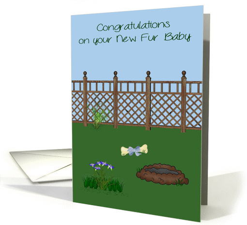 Congratulations On New Pet, any dog, yard with flowers... (1370642)
