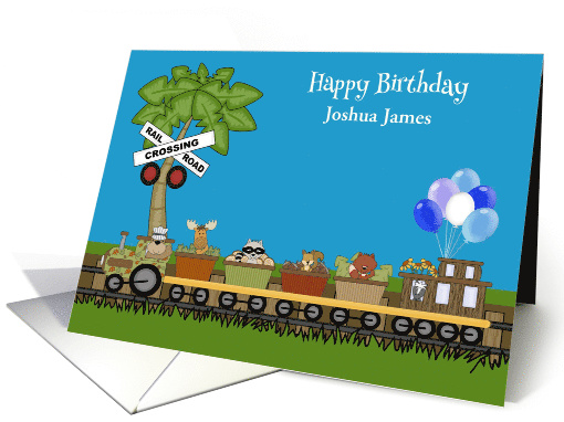 Birthday, custom name, train with woodland animals,... (1371034)