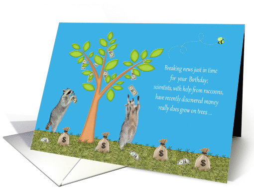 Birthday on April Fool's Day Card with Raccoons under a... (1371096)