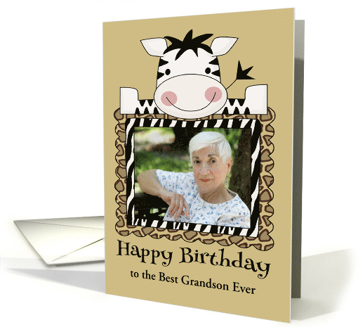 Birthday Custom Photo and Relationship Card with a Zebra Frame card