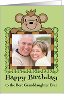 Birthday Custom Photo Card with a Cute Smiling Monkey on a Frame card