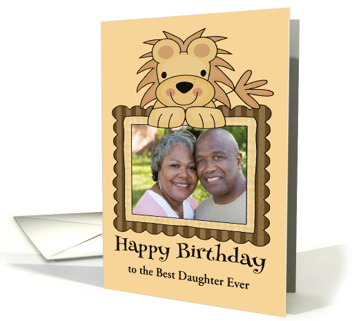Birthday Custom Relationship Photo Card with a Smiling Lion Frame card