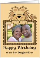 Birthday Custom Relationship Photo Card with a Smiling Lion Frame card