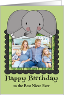 Birthday Custom Photo Card with a Cute Smiling Elephant Frame card