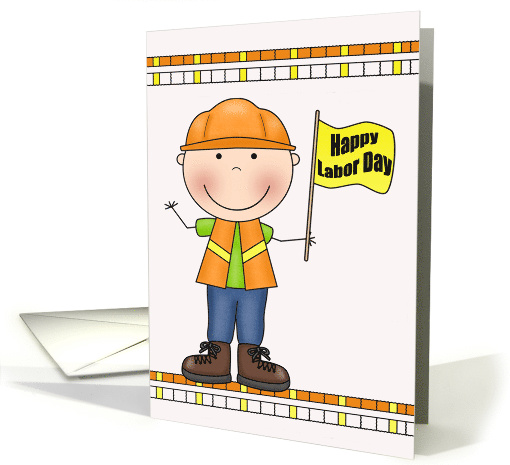 Labor Day with a Worker Smiling while Holding a Waving... (1371324)
