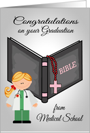 Congratulations to female, general, graduation from medical school card