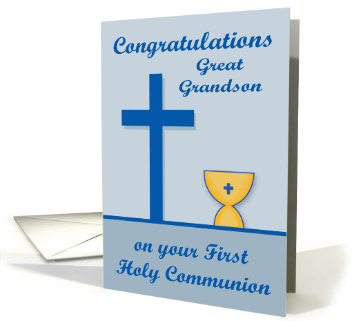 Congratulations On First Communion to great grandson, chalice card