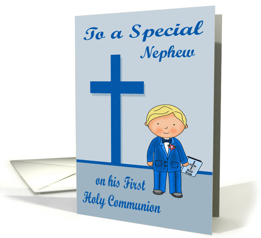 Congratulations On First Communion to Nephew with a Blonde Boy card