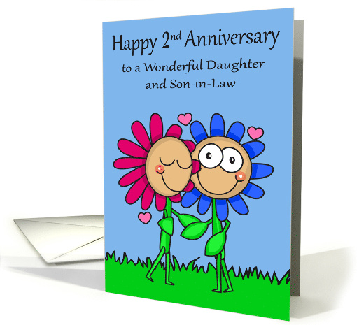 2nd Wedding Anniversary to Daughter and Son in Law with a Couple card