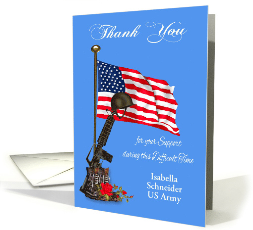 Thank You Sympathy, Loss of Loved One, Military, custom name card