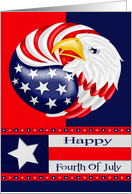 Fourth Of July, general, an eagle with stars and stripes, patriotic card