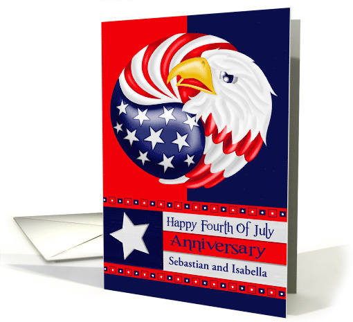 Anniversary on Fourth Of July Custom Name Card with an Eagle card